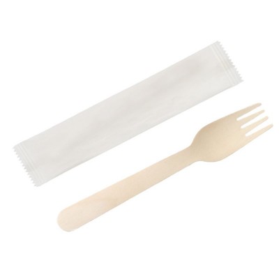 Individually Wrapped Biodegradable Birch Wood Forks Eco-Friendly Disposable Utensils for Catering