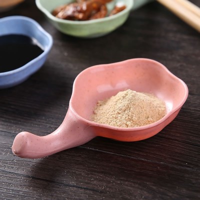Wheat Straw Handle Sauce Dish Leaf Shape Dipping Bowl for Kitchen Use
