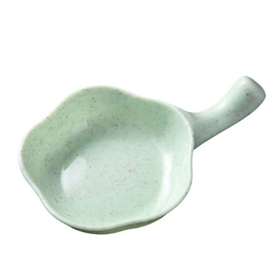 Wheat Straw Handle Sauce Dish Leaf Shape Dipping Bowl for Kitchen Use